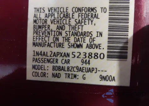 2010 Nissan Altima 2.5 S from USA, damaged, VIN 1N4AL2APXAN523880